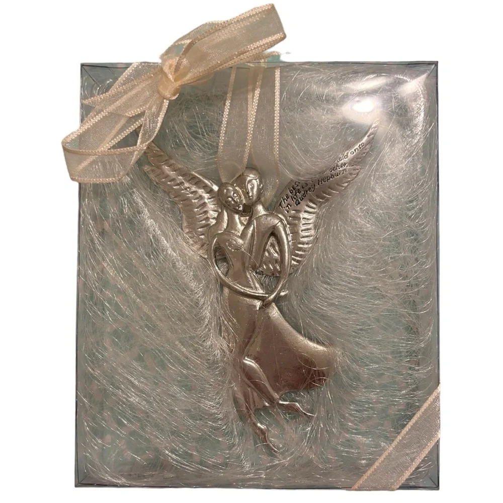 Vintage Christmas Ornament Serenity Angel Of Love Pewter Midwest Cannon Falls